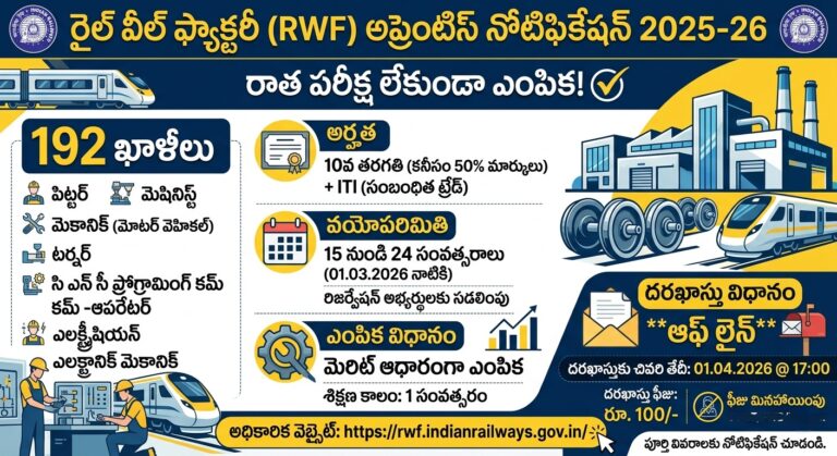 రాత పరీక్ష లేకుండా! పదో తరగతి/ ఐటిఐ అర్హతతో రైల్వేలో ఉద్యోగాలు.